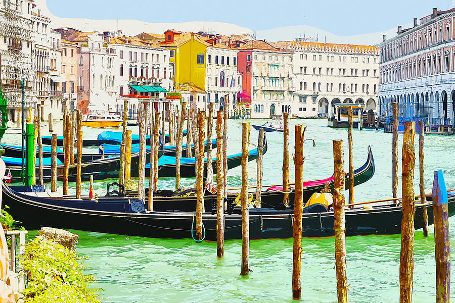 Gondolas on the Grand Canal Venice Italy Photograph by Anthony Murphy