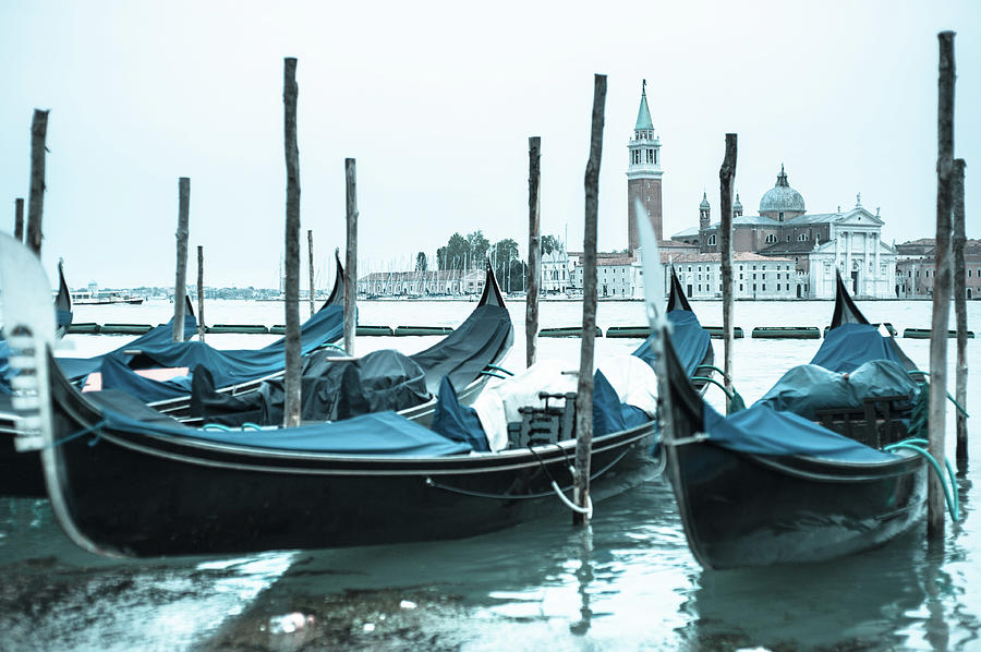 Gondolas on the Venice Lagoon Photograph by Jean Gill