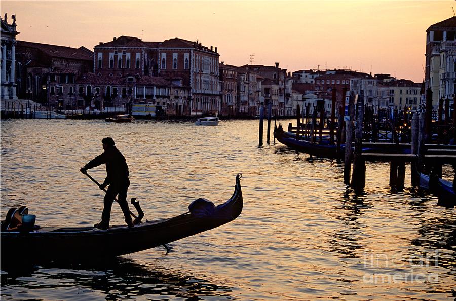 Venice Photograph - Gondolier In Venice In Silhouette by Michael Henderson Venice Photograph - Gondolier In Venice In Silhouette by Michael Henderson