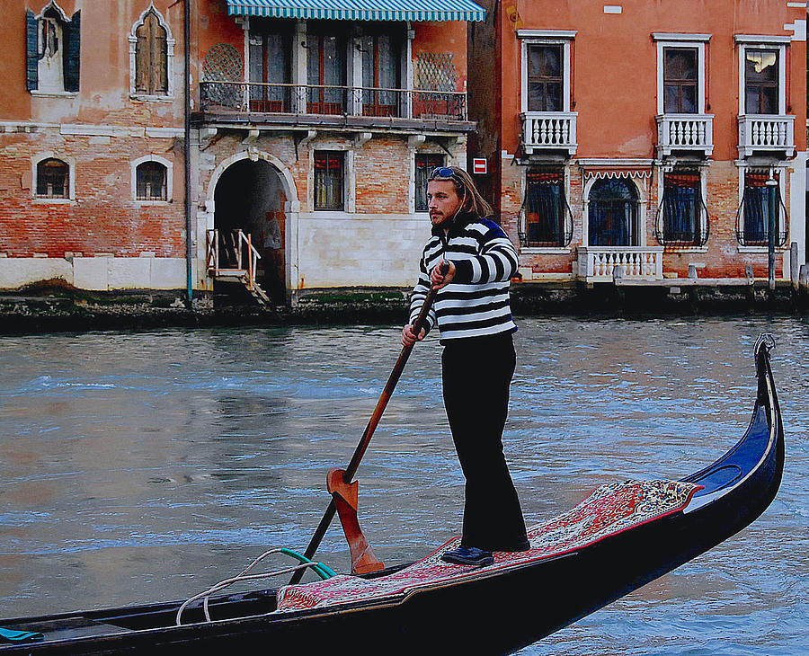 Gondolier Venice Photograph by Caroline Stella