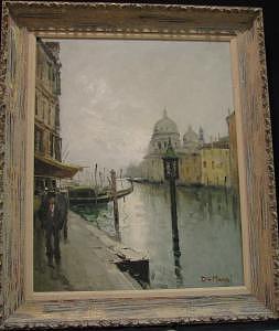 Gondolier Walking Along A Canal Painting by DeMorzi Gondolier Walking Along A Canal Painting by DeMorzi