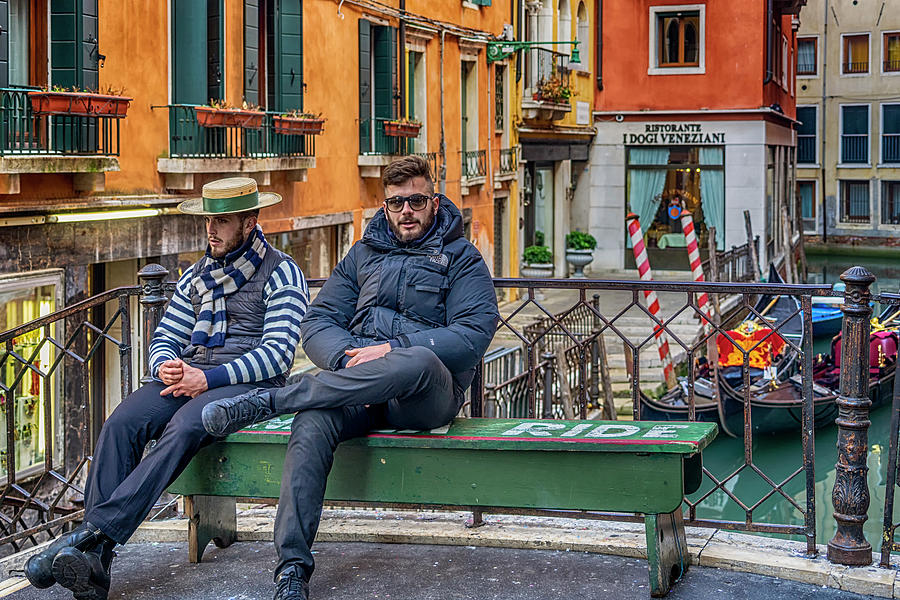 Gondoliers Waiting for Passengers Venice_DSC1320_0228201 Photograph by Greg Kluempers