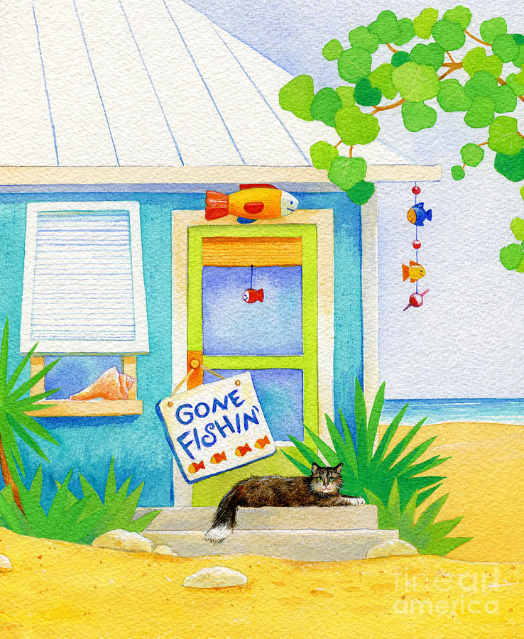Gone Fishin Beach Cottage Painting