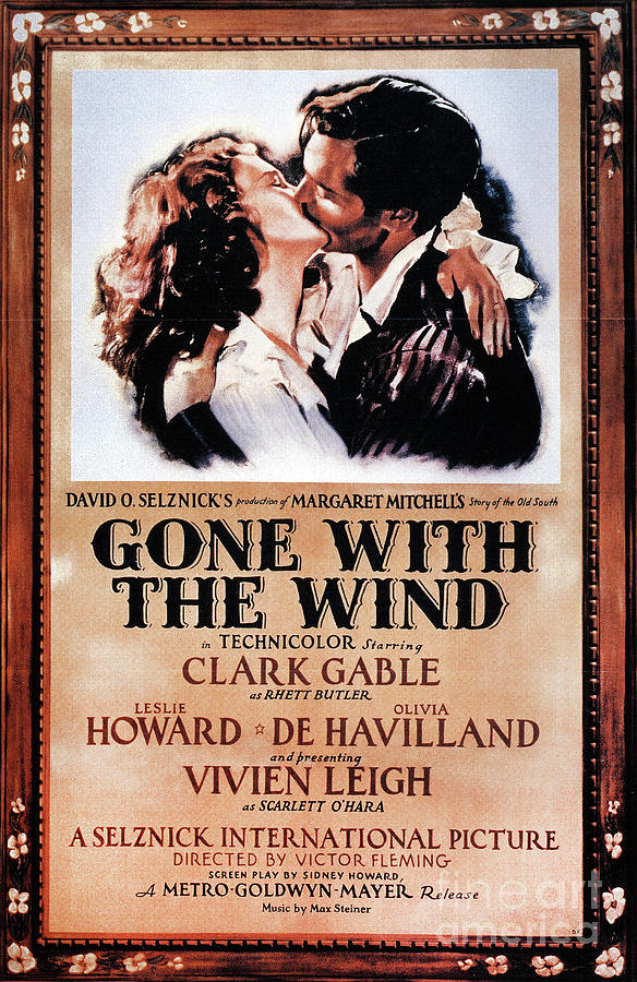 Gone With The Wind Fully Hand Colored Restored Poster Photograph by Doc Braham