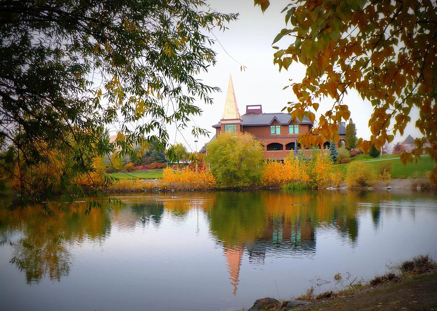 Gonzaga Campus Pond in Autumn Photograph by Carol Groenen