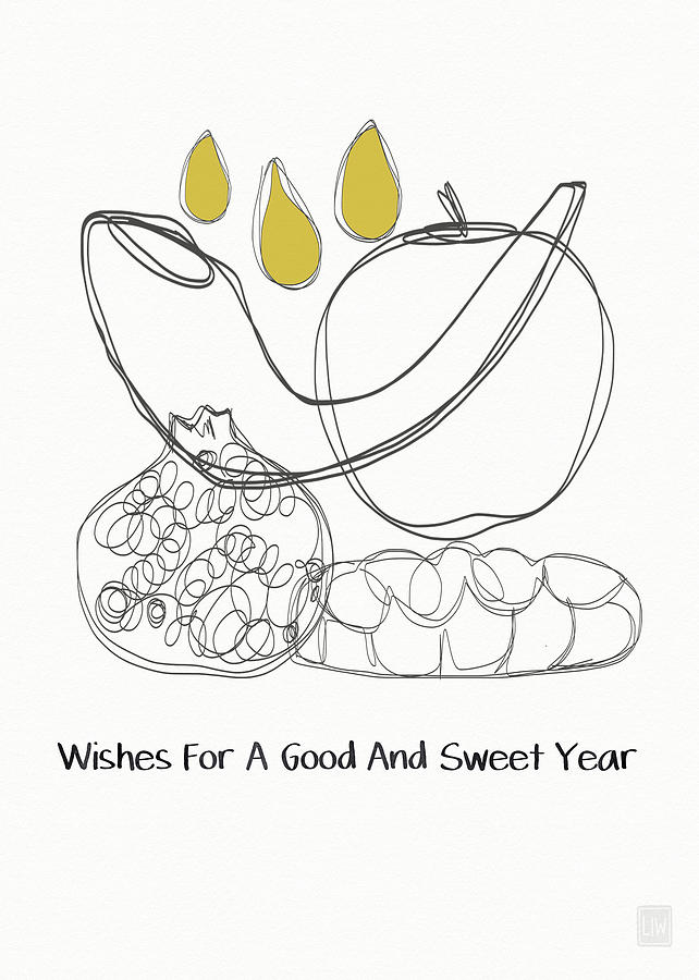 Black And White Mixed Media - Good and Sweet Year- Art by Linda Woods by Linda Woods
