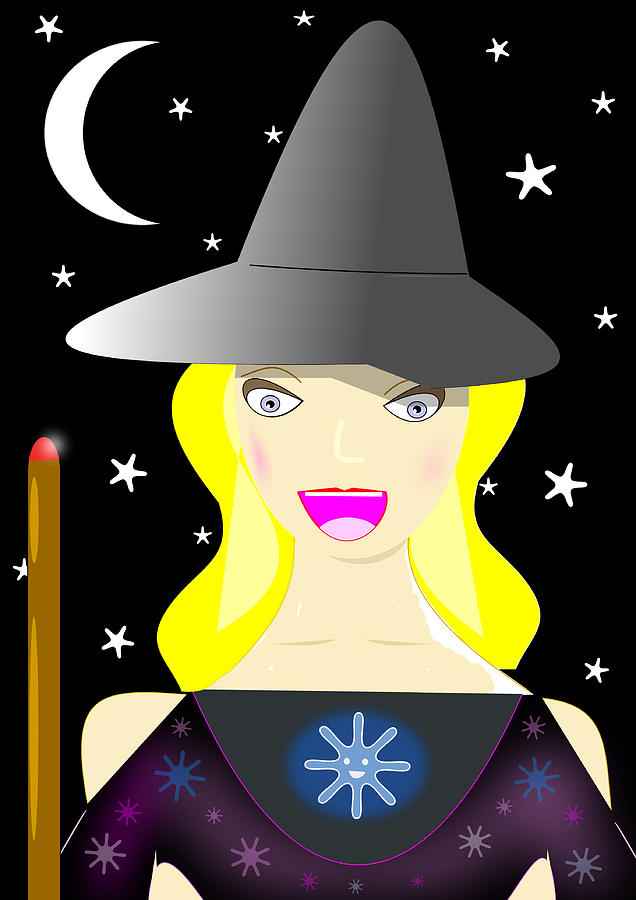 Good But Mischievous Witch Drawing By Jon Fennel Fine Art America