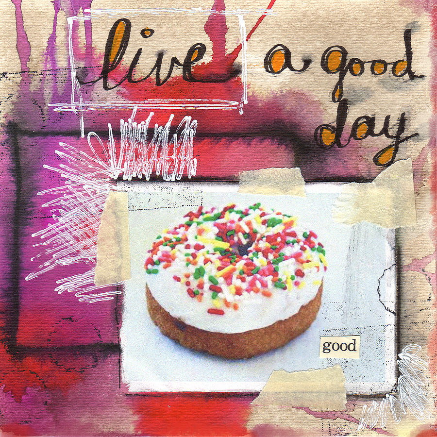 Good Day Donut- Art by Linda Woods Mixed Media by Linda Woods