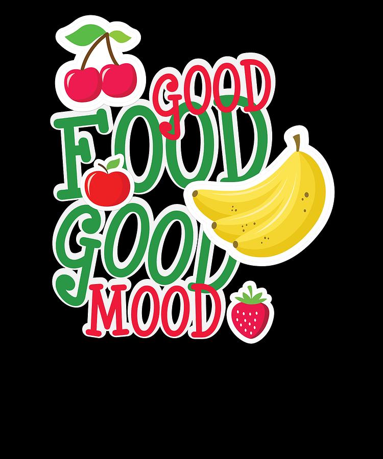 Good Food Good Mood Banana Cherry Strawberry Drawing by Kanig Designs
