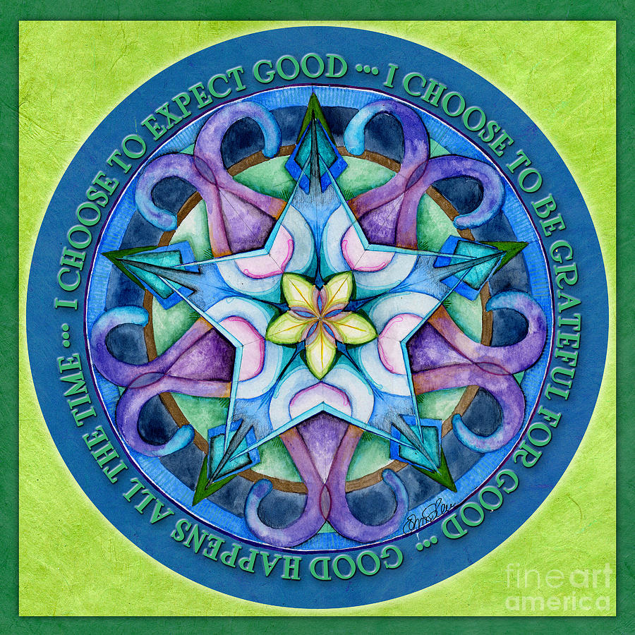Good Happens Mandala Prayer Painting by Jo Thomas Blaine