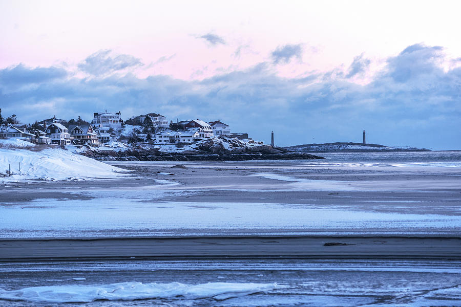 Good Harbor beach and Thacher Island Covered in Snow Gloucester MA Photograph by Toby McGuire