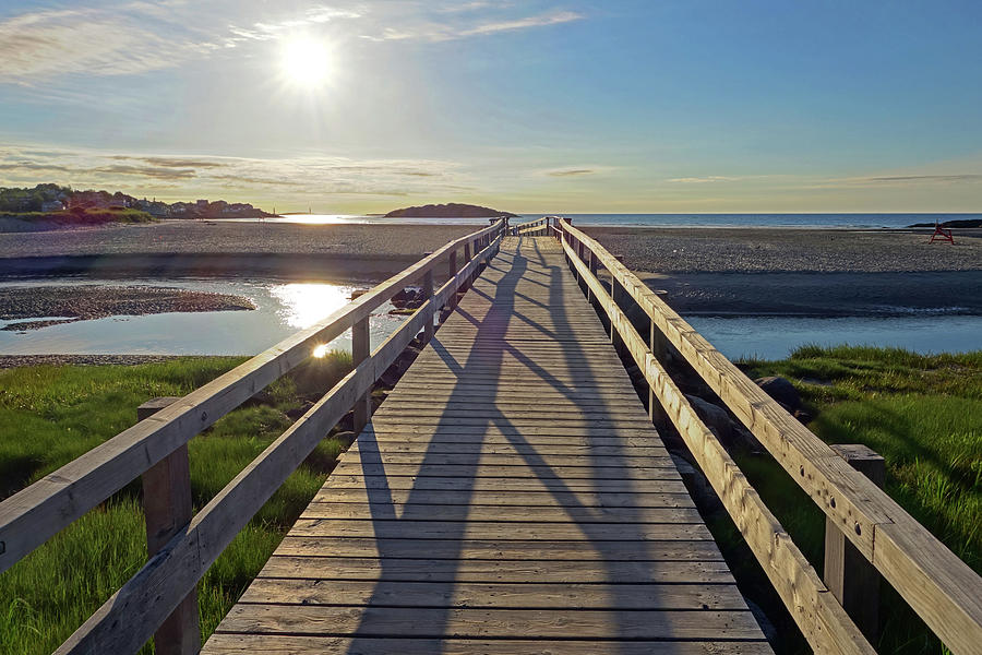 Bridge Photograph - Good Harbor Beach Footbridge Sunny Shadow by Toby McGuire