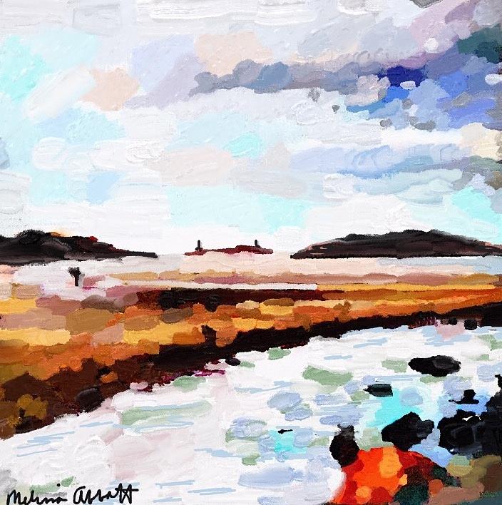 Good Harbor Beach, Salt Island, and Thatchers Island Painting by Melissa Abbott