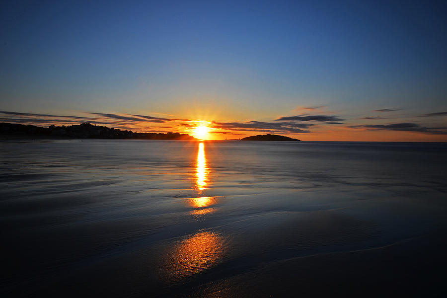 Good Harbor Beach Sunrise Blue Sky Photograph by Toby McGuire