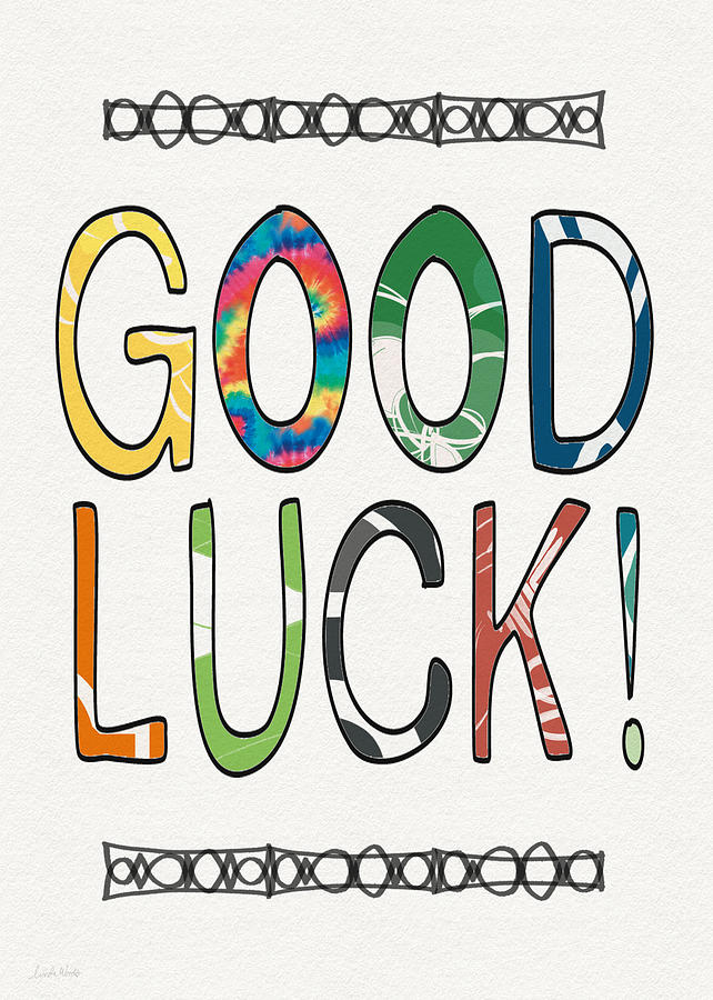 Inspirational Mixed Media - Good Luck Card- Art by Linda Woods by Linda Woods