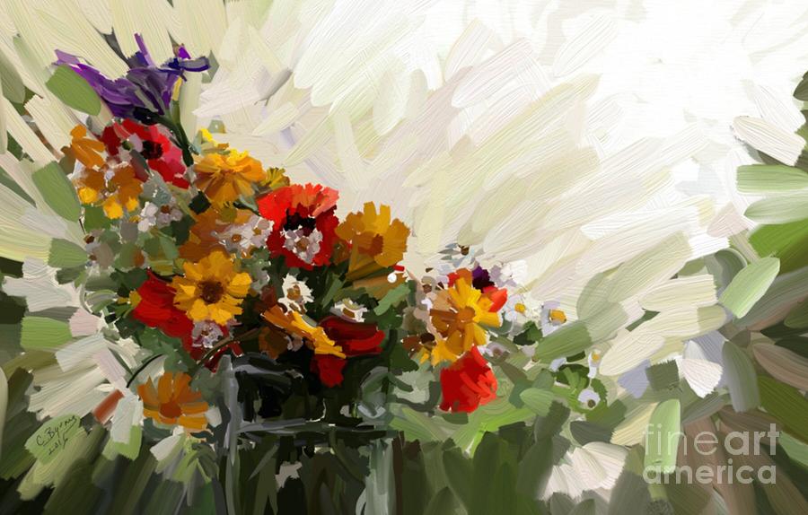 Good Morning Flowers Painting by Carrie Joy Byrnes