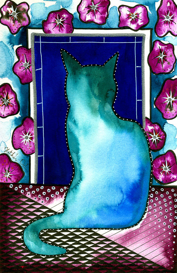 Good Morning Glory - Cat Painting Painting by Dora Hathazi Mendes