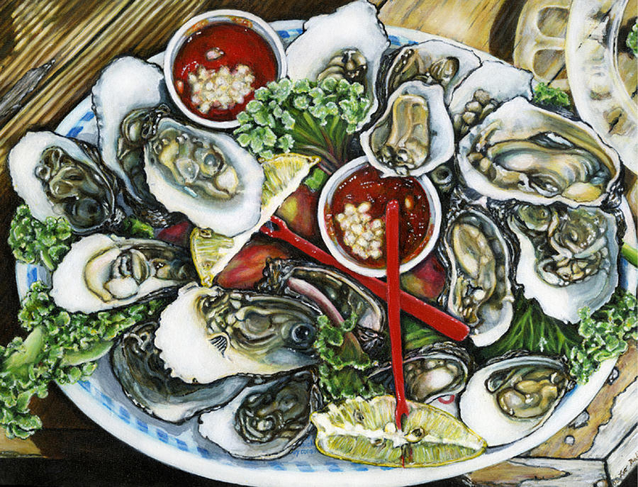 Good Oysters Painting by Leo Malboeuf