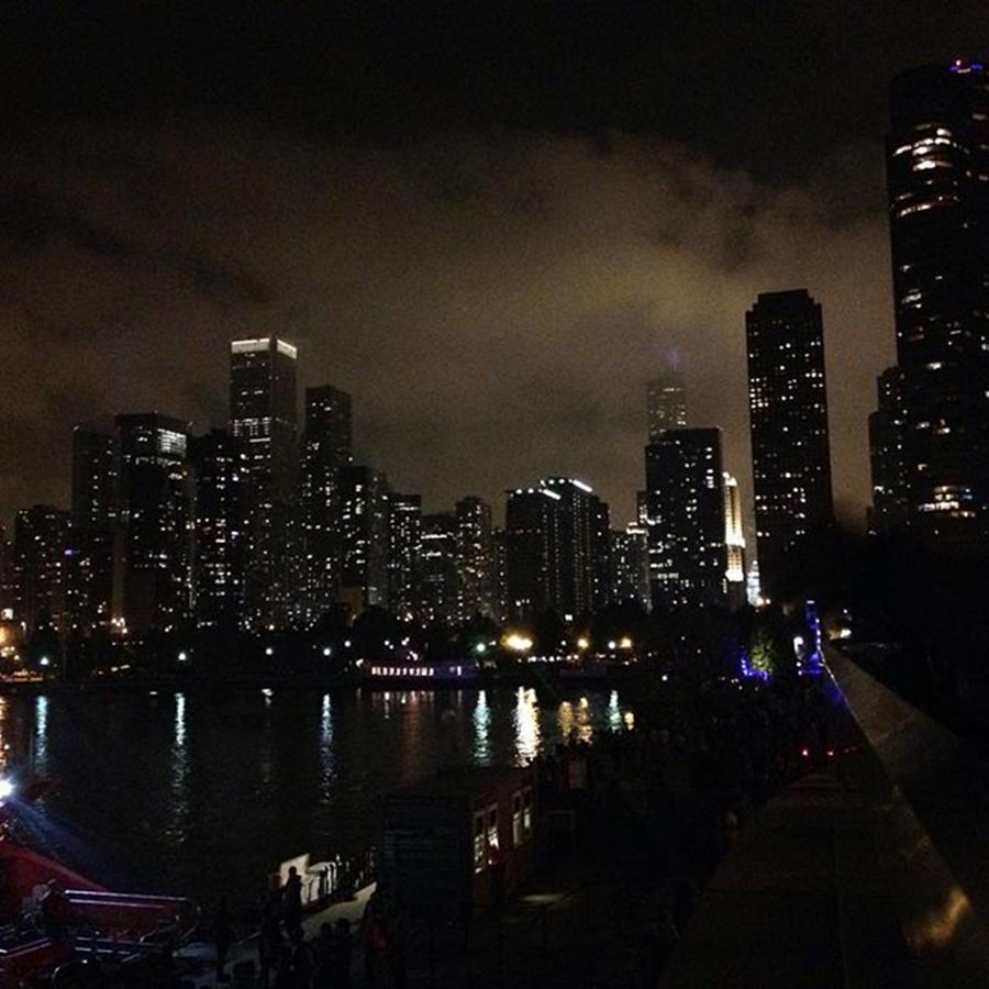 Chicago Skyline Photograph - Chicago Skyline by Night by Chantal Mantovani