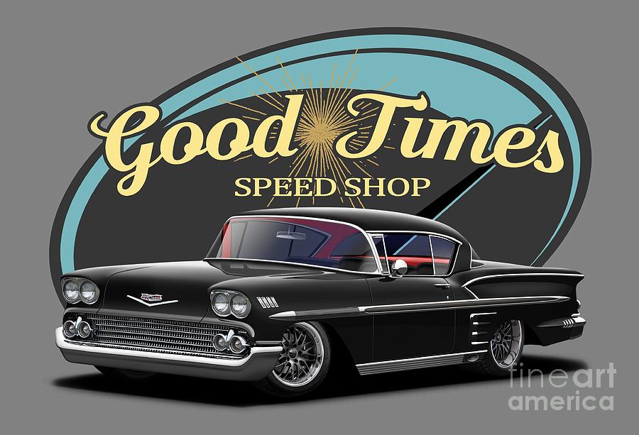 Car Digital Art - Good Times Impala by Paul Kuras