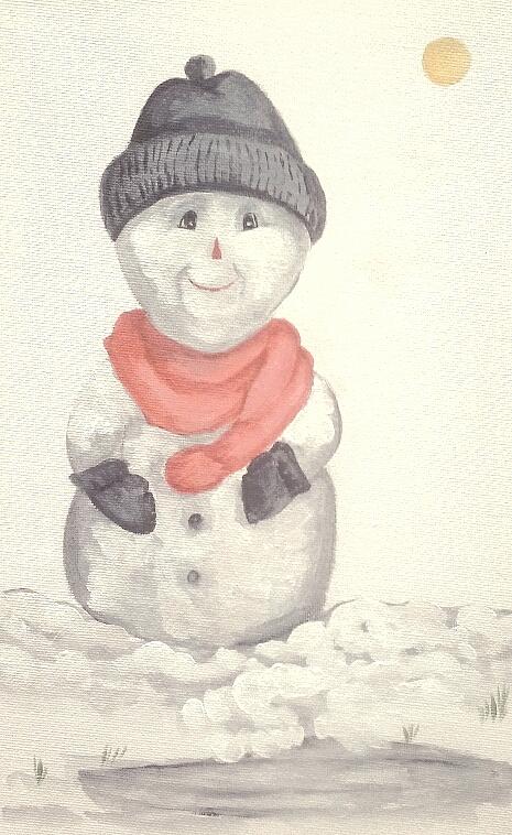 Snowman Painting - Goodbye Little Snowman by Alan Kennedy