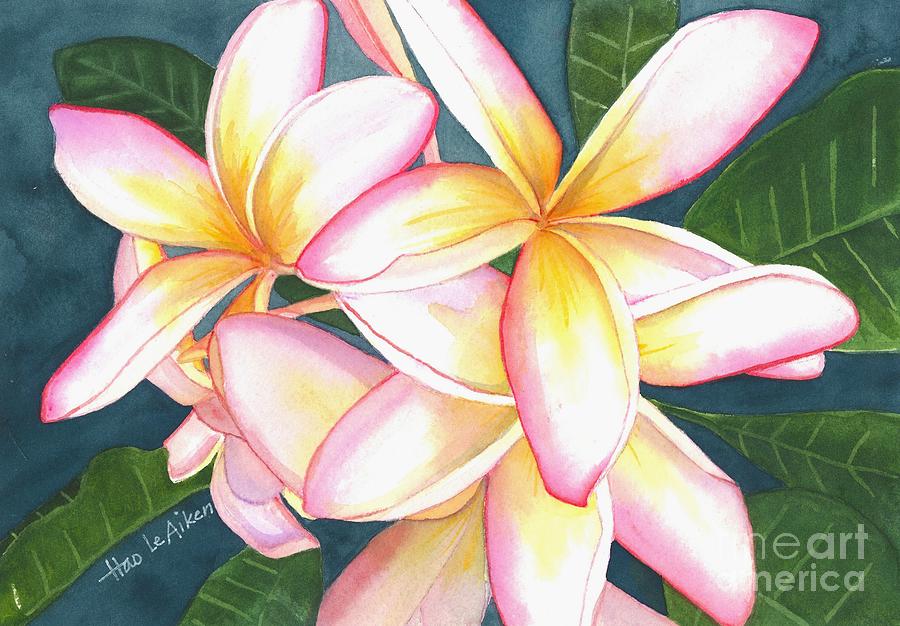 Goodbye to Summer - Plumeria Watercolor Painting by Hao Aiken