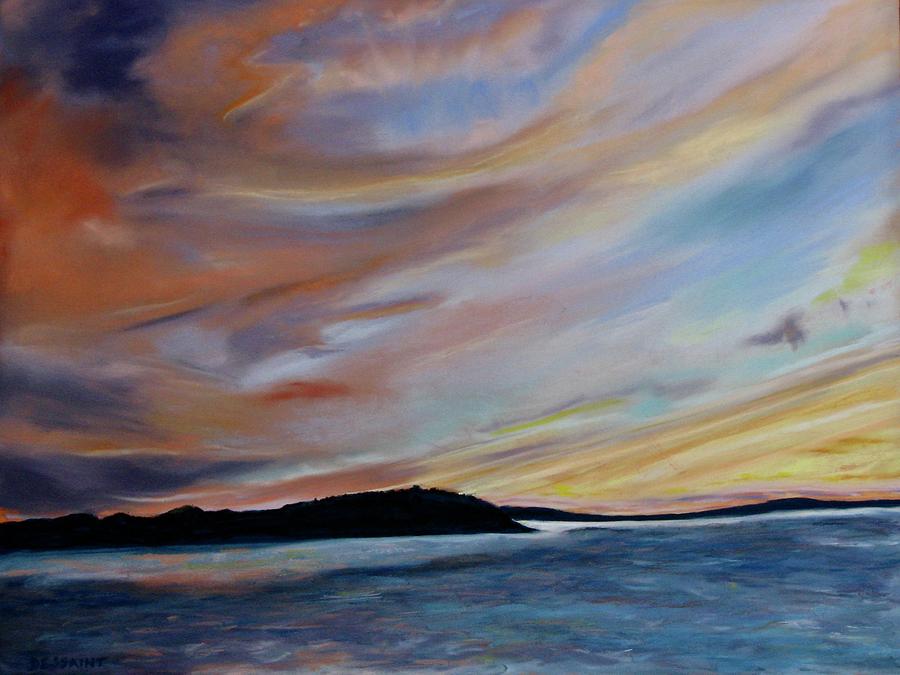 Sunset Painting - Goodnight Castine by Linda Dessaint