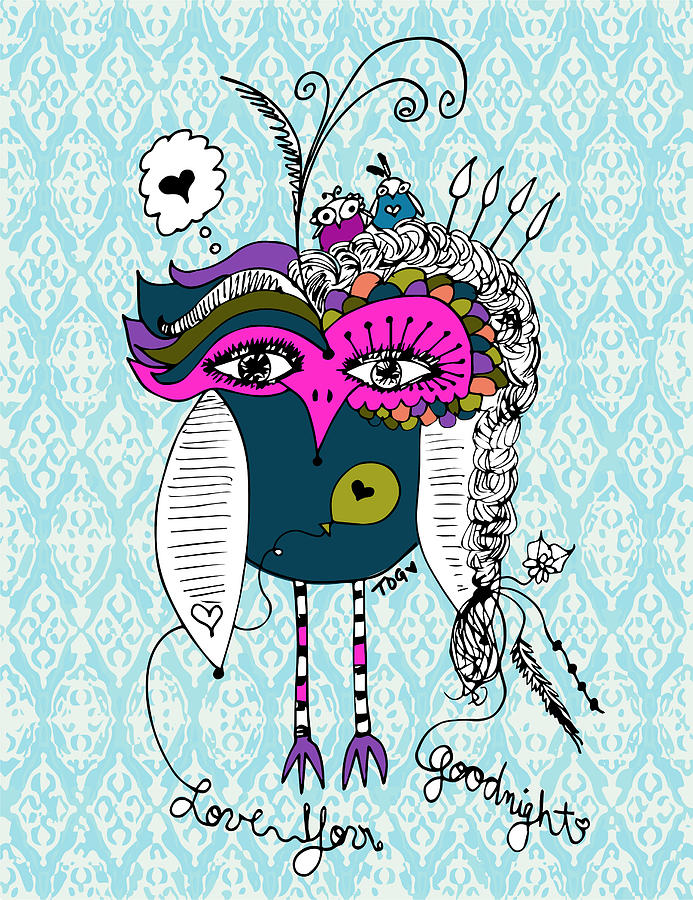 Owl Digital Art - Goodnight Owl by Tara Griffin