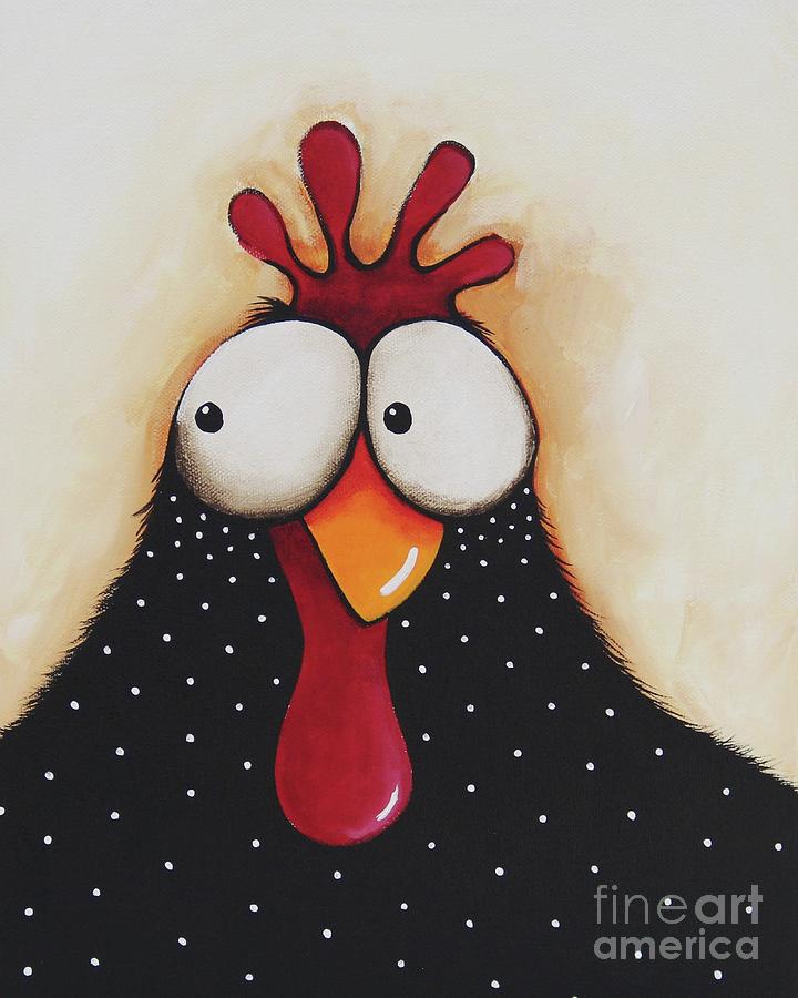 Goofy Chicken Painting by Lucia Stewart