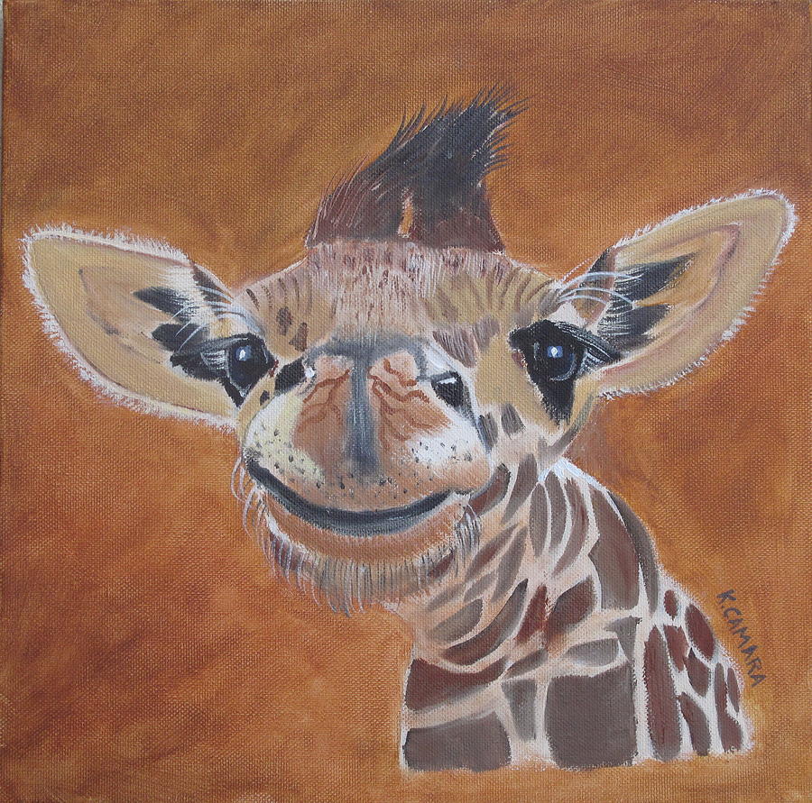 Goofy Giraffe Painting by Kathie Camara