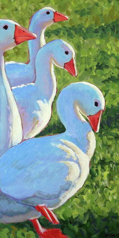 Goose March Painting by Ande Hall