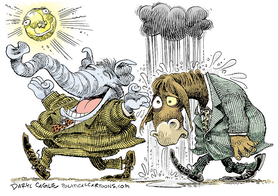 Elephant Drawing - GOP Glee and Dem Doom by Daryl Cagle