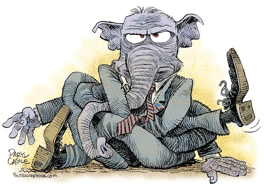Republican Drawing - GOP Tied Up in a Knot by Daryl Cagle