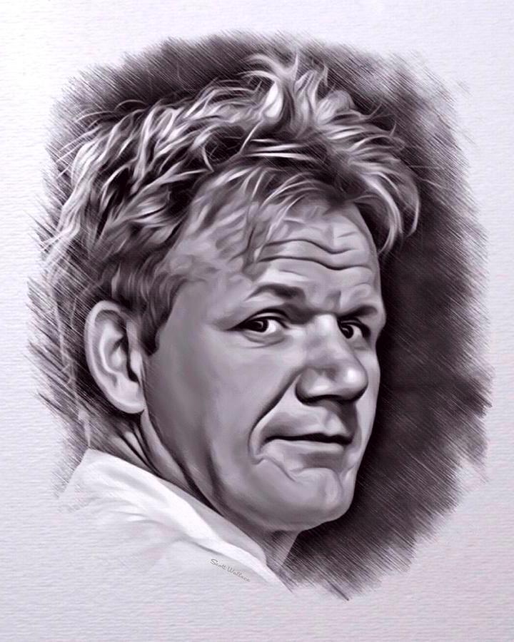 Gordon Ramsay Sketch Digital Art by Scott Wallace