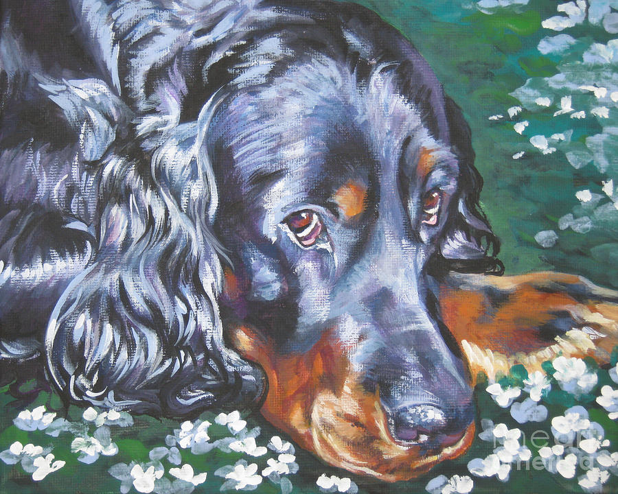 Dog Painting - Gordon Setter in wildflowers by Lee Ann Shepard