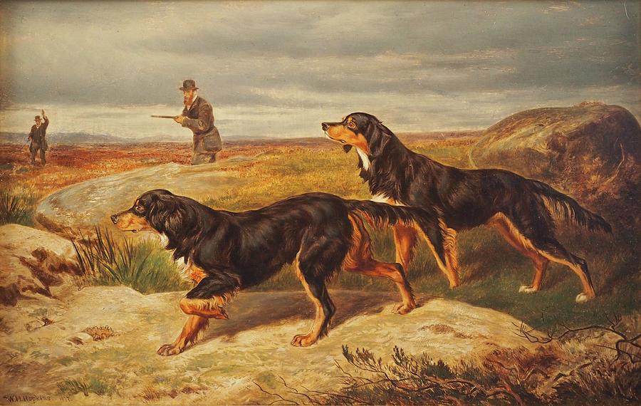 Gordon Setters Upon the Moors Painting by MotionAge Designs