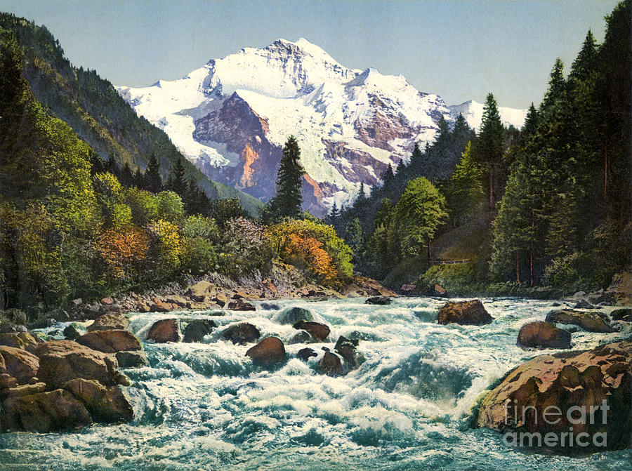 Gorge of the Lutschine River Interlaken Painting by Celestial Images