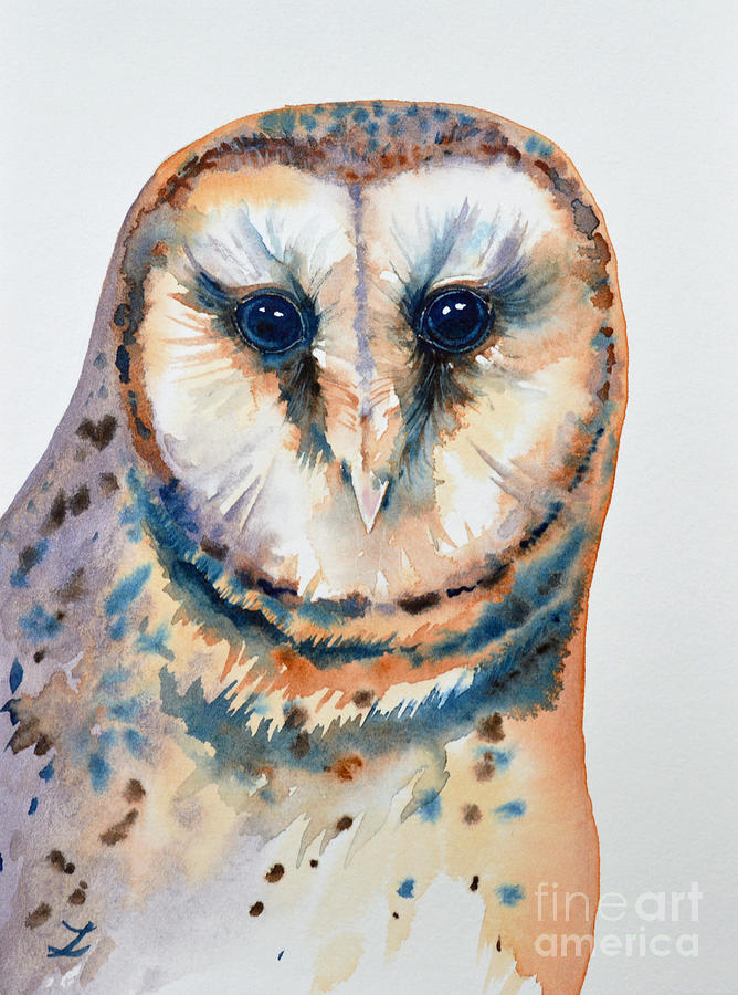 Gorgeous Barn Owl Painting by Zaira Dzhaubaeva