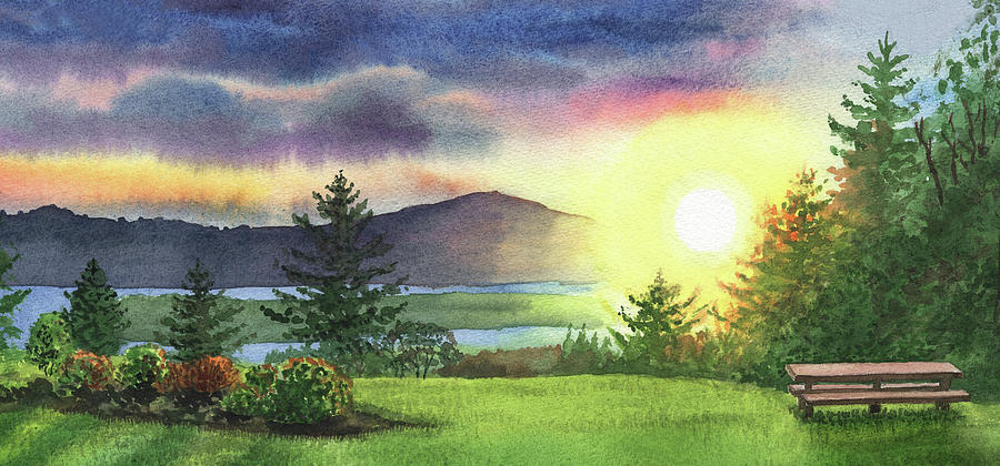 Gorgeous Sunset Watercolor Painting Painting by Irina Sztukowski