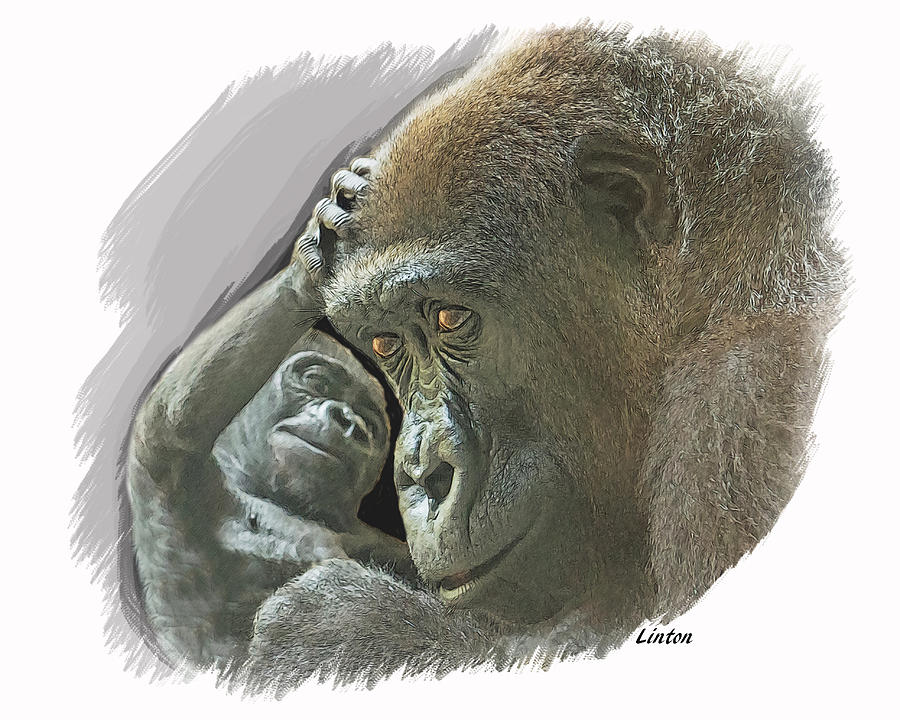 Gorilla Mother Digital Art by Larry Linton