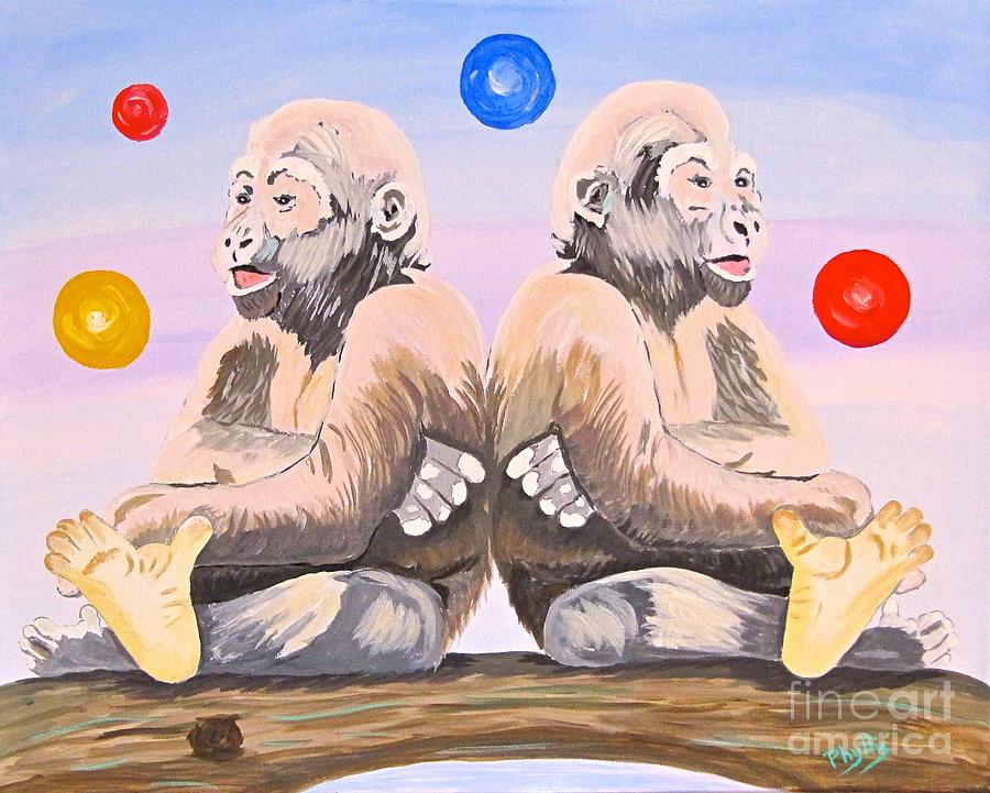 Gorilla Twins Painting by Phyllis Kaltenbach