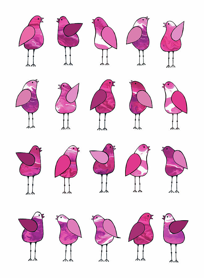 Gossip Birds Pink Digital Art By Lisa Frances Judd Pixels