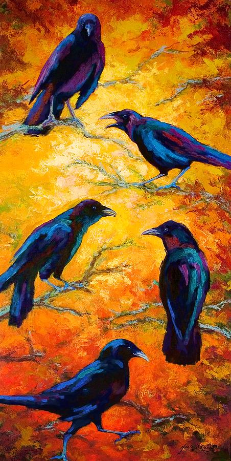 Crows Painting - Gossip Column II by Marion Rose