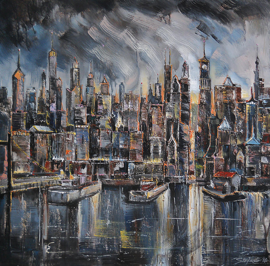 Skyscraper Painting - Gotham City by Stefano Popovski