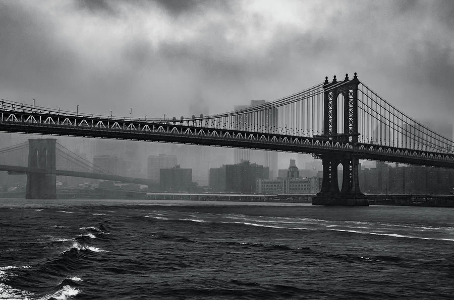 Manhattan Bridge in a Storm Photograph by Adam Reinhart