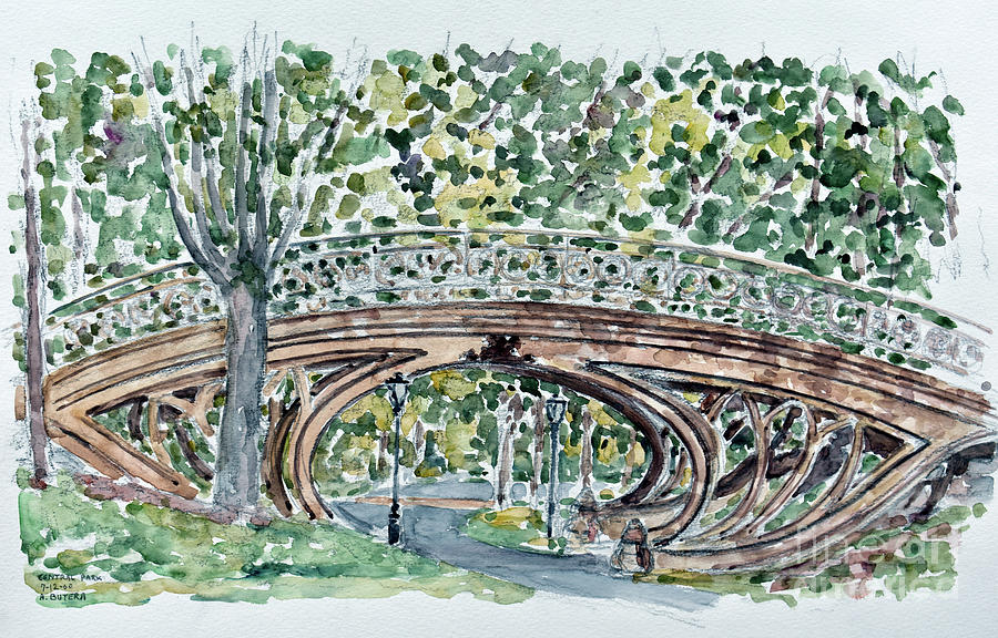 Gothic Bridge, Central Park Painting by Anthony Butera
