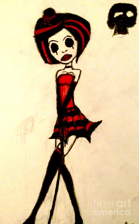 Burlesque Drawing - Gothic Burlesque Girl 3 by Shylee Charlton