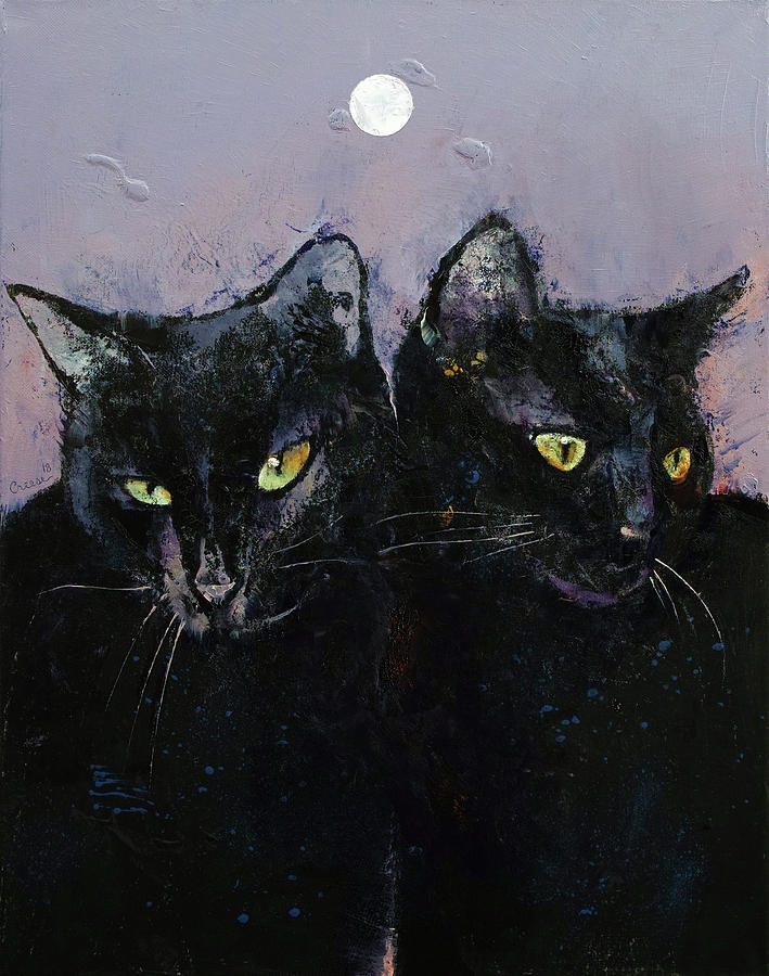 Gothic Cats Painting by Michael Creese