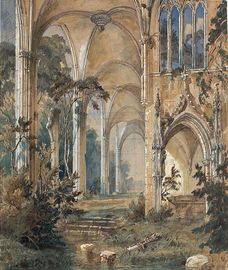 Gothic Church Ruin Drawing by Carl Blechen