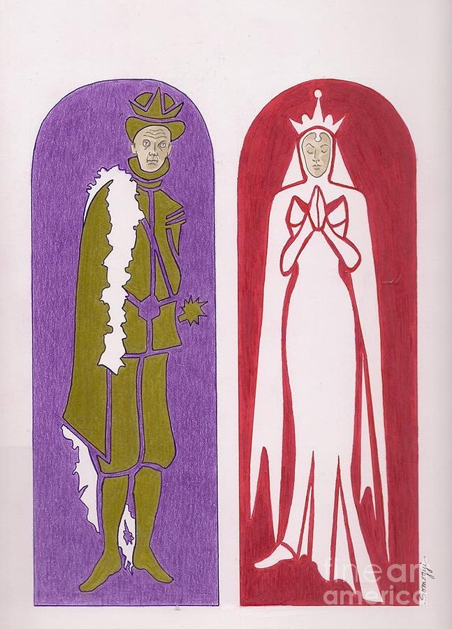 Gothic King and Queen Drawing by Jayne Somogy